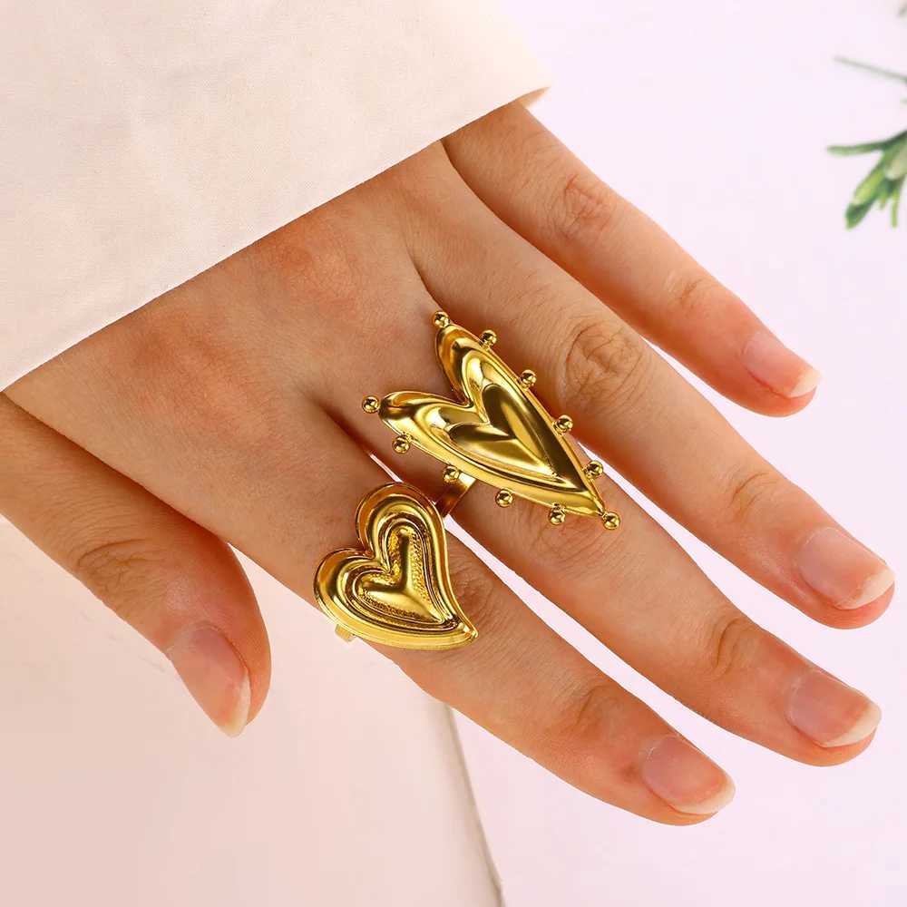 Delicate Opening Rings For Wen Fashion Gold Color Stainless Steel Bague Jewelry Femme Bijoux Wedding Gift Rings X250220
