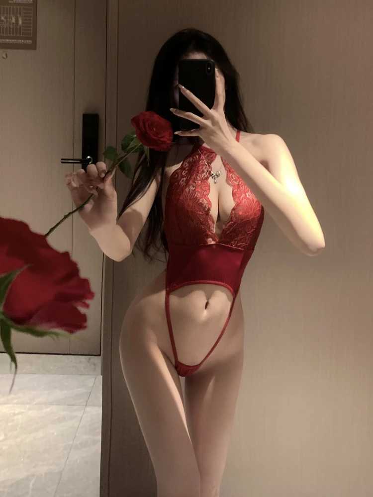 Lace Open Chest Hollow Out Underwear Sexy Lingerie See Through Sex Sleepwear Suspenders Babydoll Crotchless G-Strings Costumes W250220