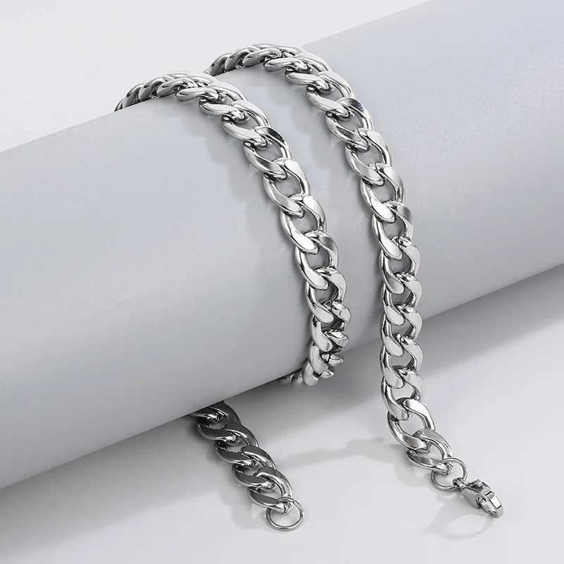 HNSP Stainl Steel Flat Chain Necklace For Men Jewelry Accory Pendant Male Neck ChainsXJ250219