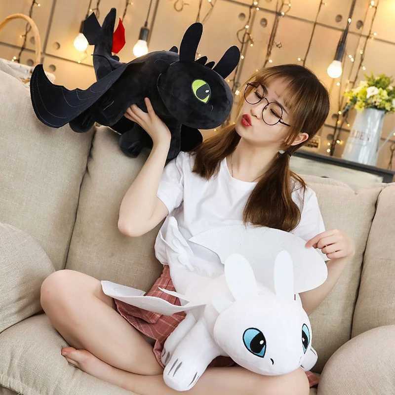35cm Plush Dragon Toys Kawaii White Black Dinosaurs Animal Stuffed Plush Toys Plush Boys Girls Birthday GiftsT250219