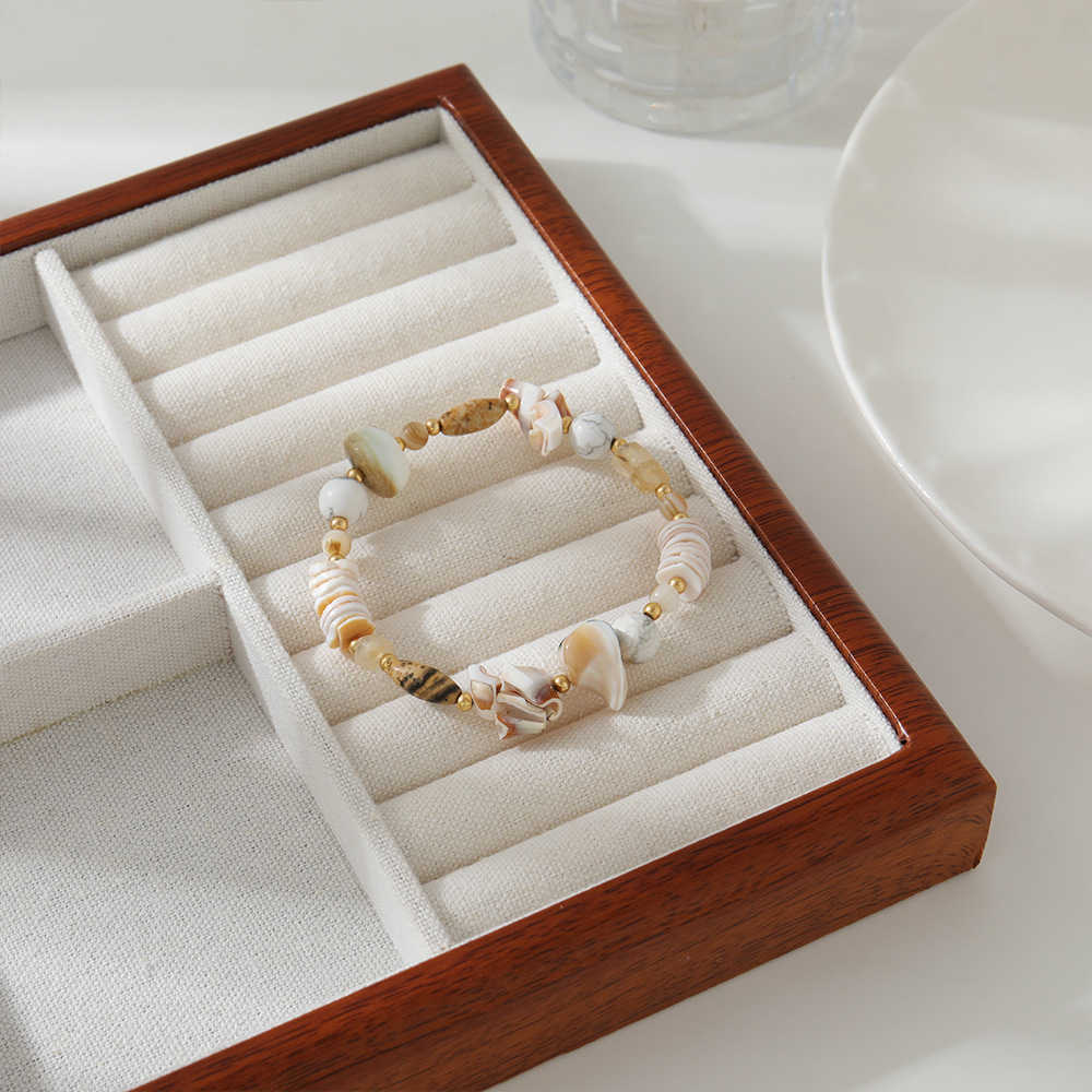 Charm Bracelets Seaside vacation collarbone chain Bohemian style handmade pendant woven rope exotic style natural shell necklace accessories H25220 1 