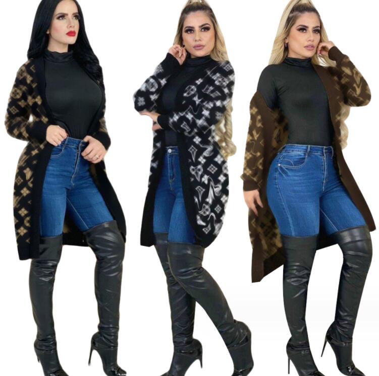 Women's Sweaters New Loose Knitted Cardiagn V-neck Drop-shoulder Sleeve Sweater Coat Female Chic Crochet Outerwear Designer Long Sweaters
