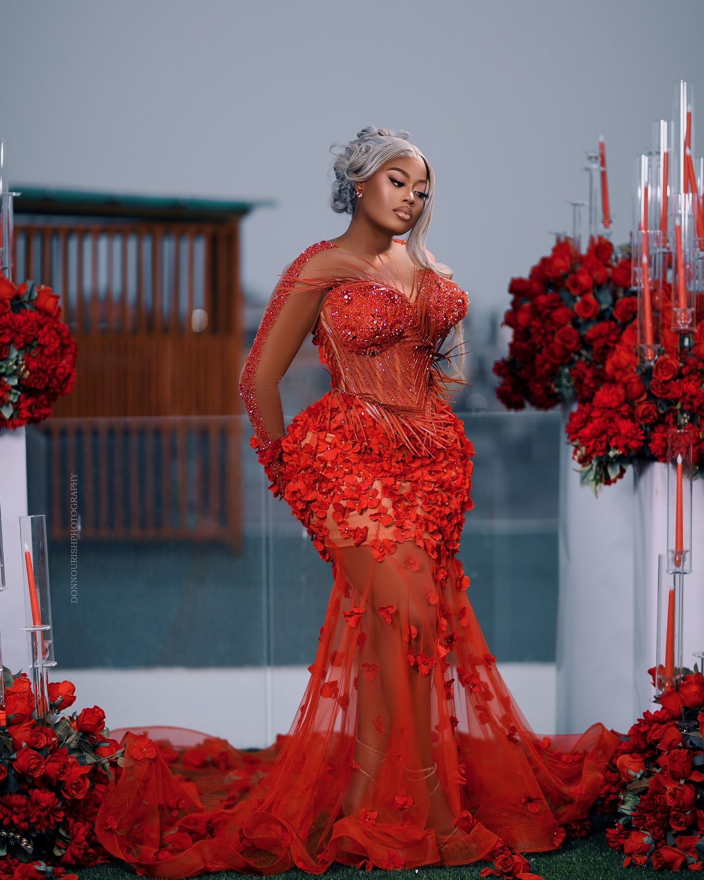 Red Mermaid Prom Dresses 2025 Floral Flowers Crystals Beaded Evening Formal Party Second Birthday Engagement Gowns Plus Size Dress For Special Occasio