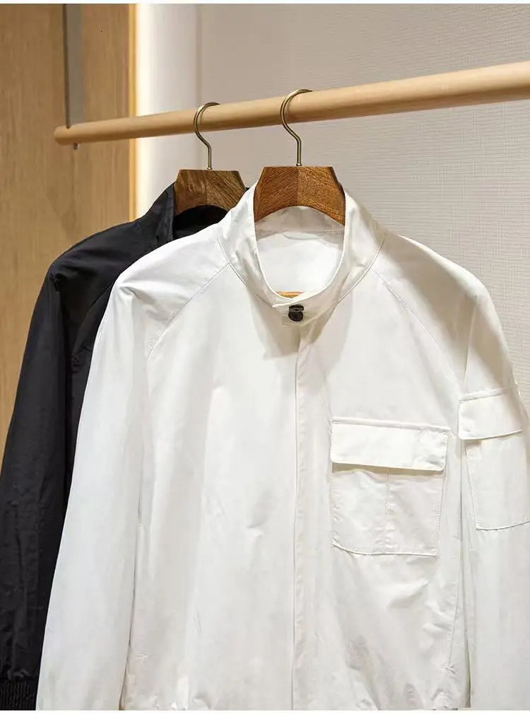 Spring thin mens simple casual stand up collar jacket 250218