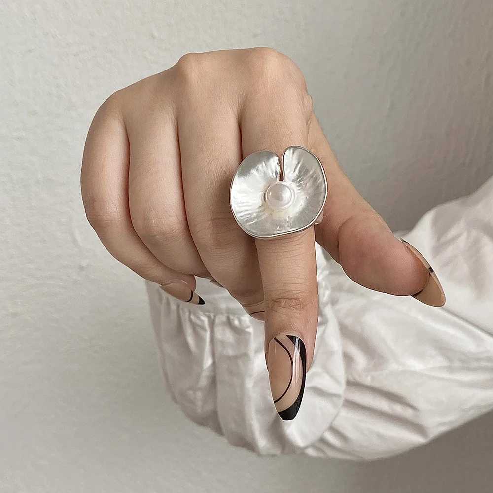 ALL Minimalist Geetric Chunky Silver Color Rings for Wen Men Trend Matte Adjustable Elastic Rope Finger Ring Jewelry Gift X250220