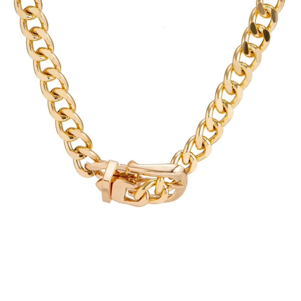 Hip hop minimalist design, belt buckle collarbone neck chain, cool and personalized necklace