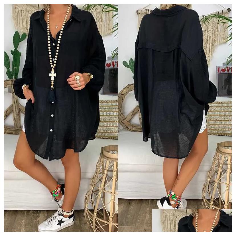 Cover-Ups Coverups Loose Women Cover Ups Swimwear White Beach Dress Cotton Kimono For Swimsuit Up Woman1 Drop Delivery Sports