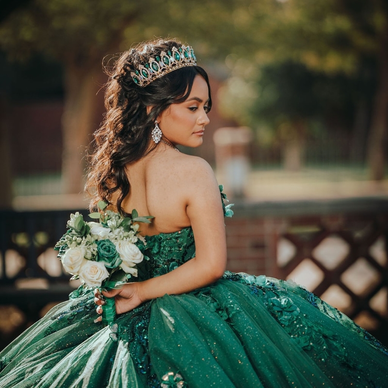 Blackish Green Shiny Quinceanera Dresses Ball Gown Off The Shoulder Applique Lace Beads Tull Party Birthday Sweet 16 Dress Vestido 15 De Anos