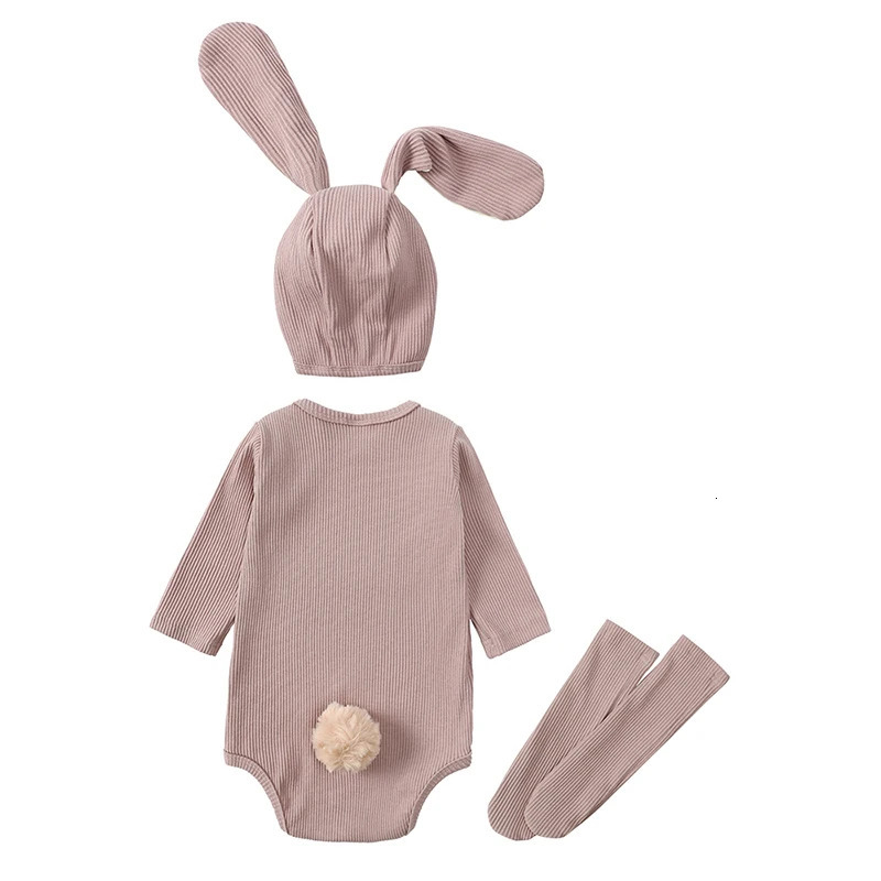 2025 Easter Day Rabbit Baby Rompers Spring Toddler Rabbit Ear Cotton Jumpsuit Infant Clothes Overall Bodysuits 3 Pieces Costumes 250220