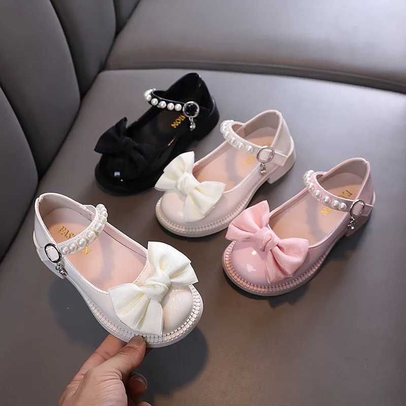 Girl Princess Leather Shoes Spring and Autumn Sweet Bow Childrens Smooth PU Dress Mary Simple Shoes Fashion Childrens Ballet Flat Shoes X250220