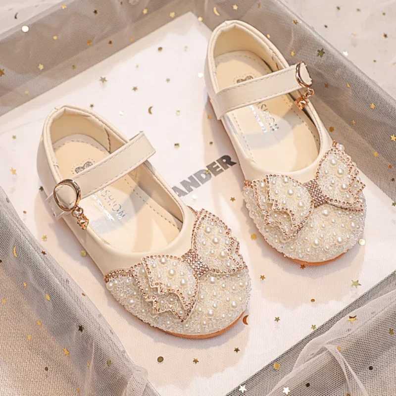 Children Princess Shoes Glitter Party Wedding Shoes for Girls Fashion Rhinestone Toddlers Ballet Flats Causal Kids Leather Shoes X250220