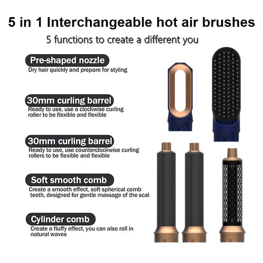 Hair Dryer Multi 5 In Hair Styler Curling Iron Hair Straightener With Hair Brush W250220