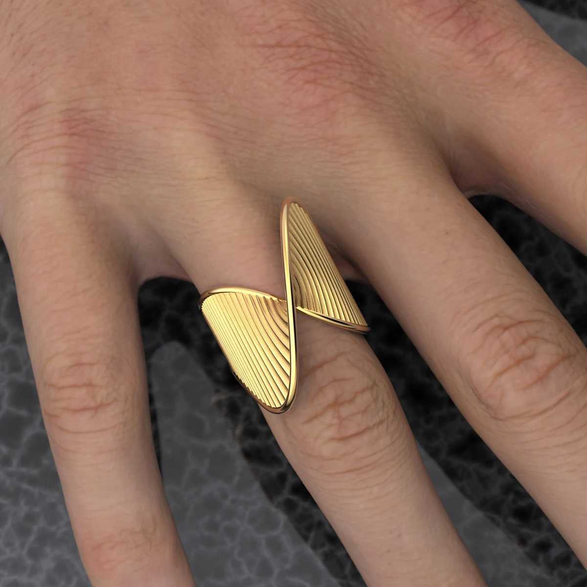 Uworld 316L Stainless Steel Irregar Ring Statement Metal Golden Finger Geetric Ring Minimalist Jewelry Bijoux Femme New X250220