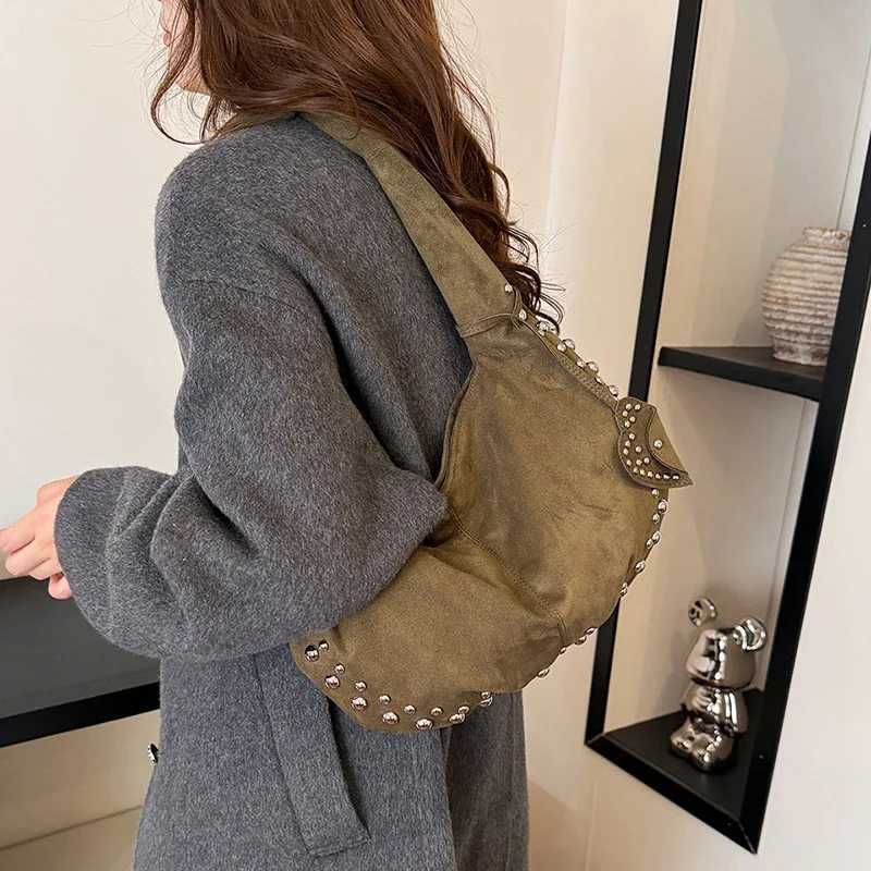 Fashion Faux Suede Sewing Thread Design Shoulder Bags 2025 Hot Sale Retro Style Versatile Commute Single Womens Crossbody Bag Y250218