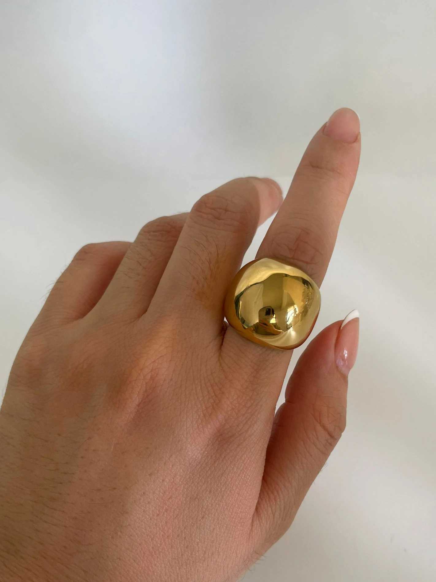 Perisbox 18K Pvd Gold Plated Chunky De Wide Rings for Wen Men Punk Stainless Steel Tarnish Stackable Statement Jewelry X250220