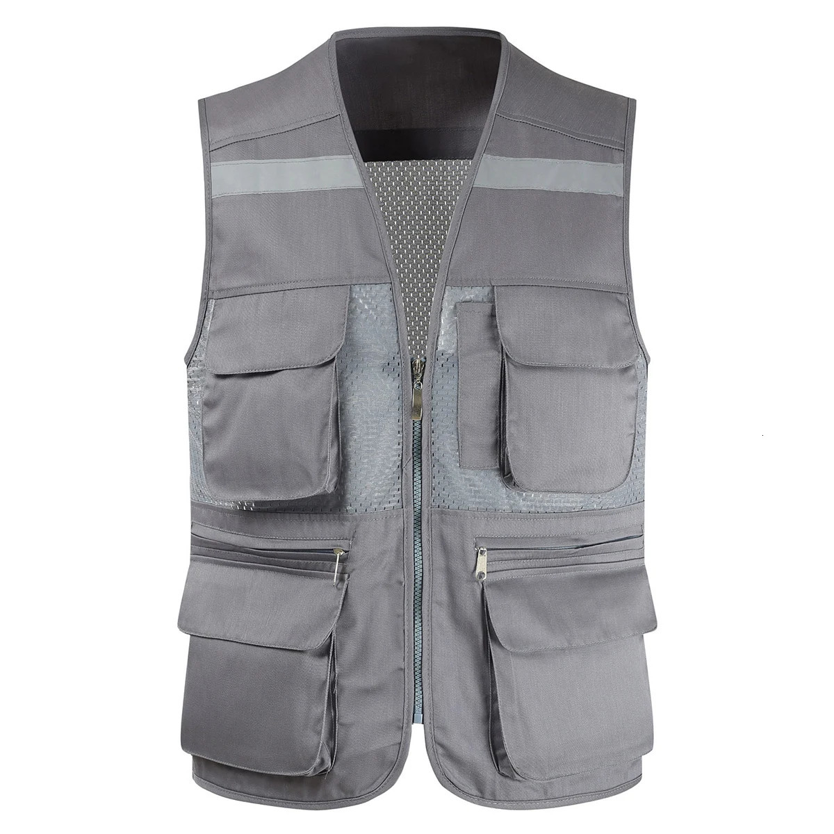 Mens Vest Tool Coat Fashion Summer Pographer Waistcoat Mesh Work Sleeveless Jacket Tool Multi Pockets Vest Male 250219