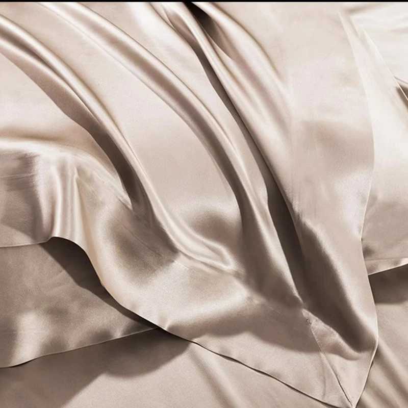 High-end Blending Natural Mulberry Silk Bedding Set Luxury Satin Silky Queen Size Duvet Cover Set with Sheets King Size Bed Set Y250219