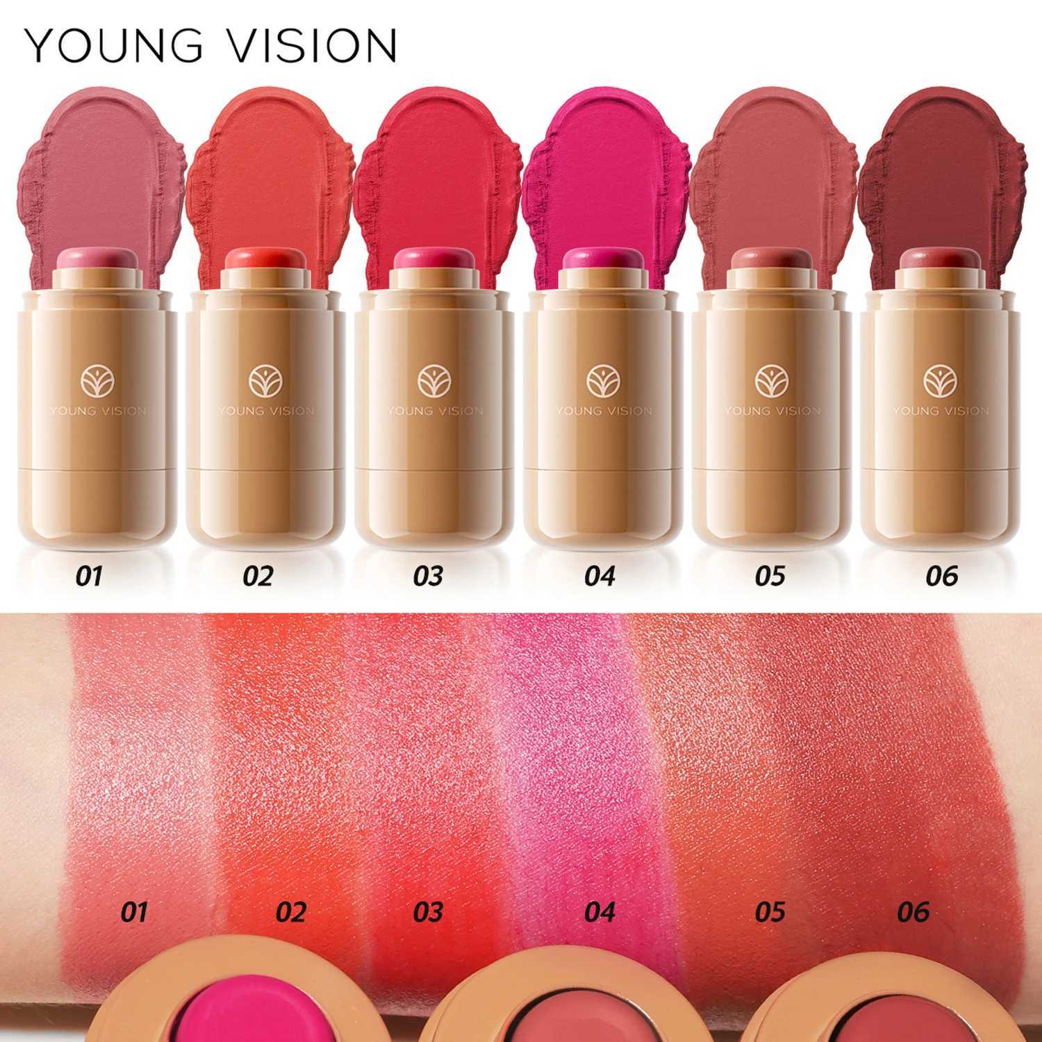 VISION 6colors/pack Matte Long Lasting Color Pocket B Stick Waterproof Sweatproof Lips Cheeks Creamy Rouge BerryW250220