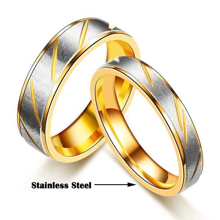 UAGE Titanium Steel Couple Rings Gold Wave Pattern Wedding Infinity Ring Men and Wen Engagement Jewelry Gifts X250220