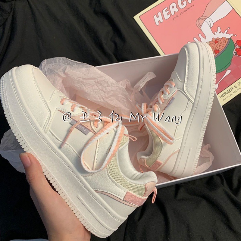 2025 Spring/summer New White Fashion Multi Functional Leather Face Women's Designer Shoes Korean Edition Breathable Casual Sports Flat Shoes