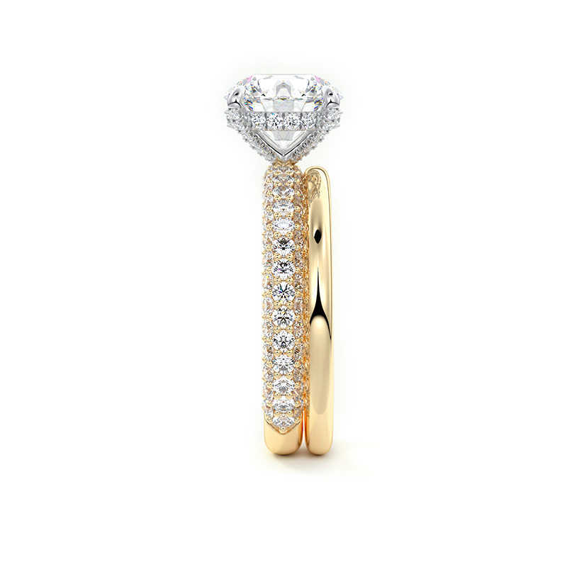 Luster Forever Romantic Jewellery 925 Silver 10K 14K 18K Triple Pave Setting Round Moissanite Ring for Wedding