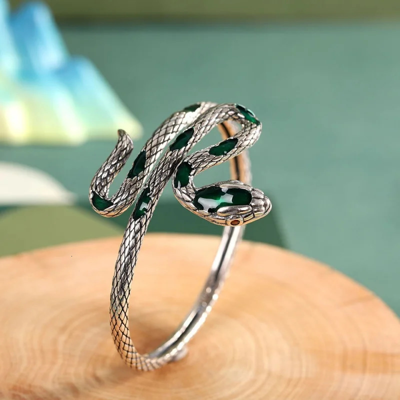 S925 sterling silver bracelet for women high-end personalized irregular snake shaped drip glue for women open trend jewelry 250220