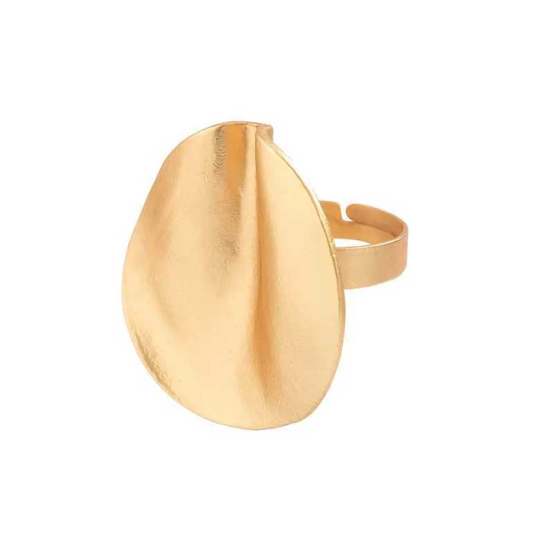 Exaggerated Metal Big Pleated Cuff Rings for Wen Vintage Gold Color Irregar Open Adjustable Finger Rings Jewelry 2024 Party X250220