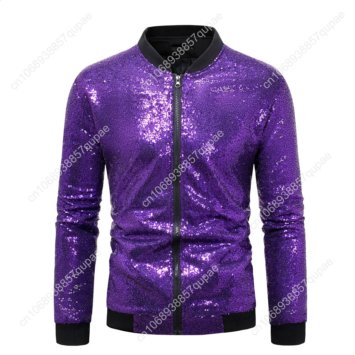 Glitter Metallic Disco Cool Reflective Jacket Men Women Zipper Windbreaker Coat Party Cycling Baseball Bomber 250218
