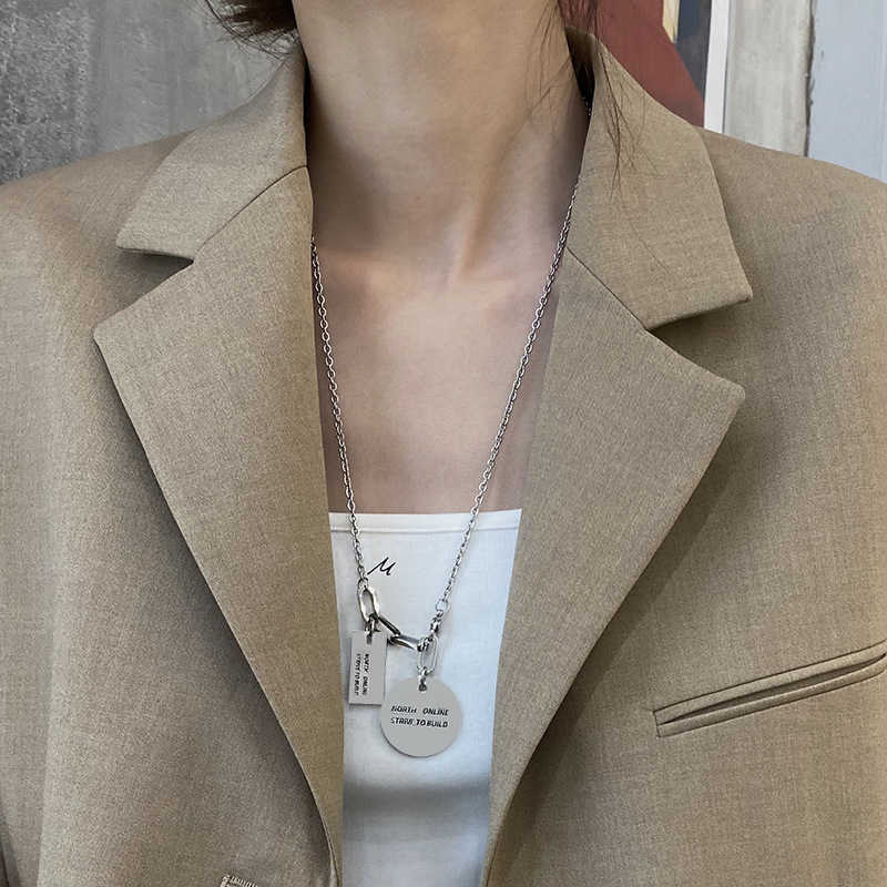 Pendant Necklaces Fashion street Necklace mens and womens personality hip hop fashion brand sweater chain pendant versatile couple accessories H25219
