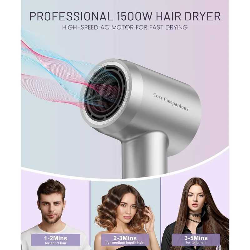 Hair Dryer - 50000 RPM High-Speed Brushless Motor Negative Ionic Blow Dryer for Fast Drying W250220