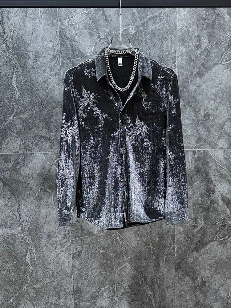 R09242 Fashion Mens Shirts Runway European party style Mens Clothing 250220