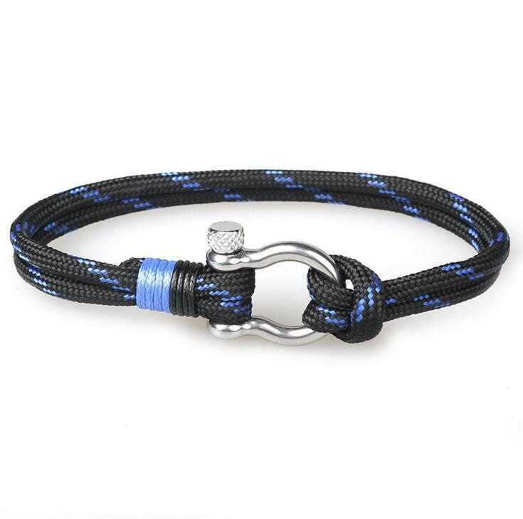 Charm Bracelets New stainless steel buckle bow type hot selling product ship anchor fashion beach umbrella rope bracelet hand decoration rope technolo
