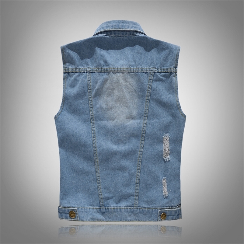 Coat Men Fashion Denim Vest Lapel Single Breasted Auutmn Overcoat Cowboy Jacket In Shoulder Blouse Male Clothing 250219