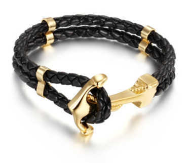 Charm Bracelets Ship anchor woven multi-layer simple mens Bracelet H25220