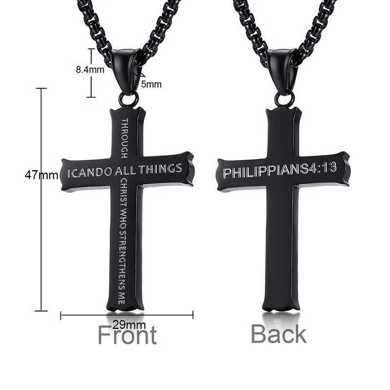 HNSP Stainl Steel Cross Chain Necklace Pendant For Men 2024 Popular Religious Jewelry AccoriesXJ250219