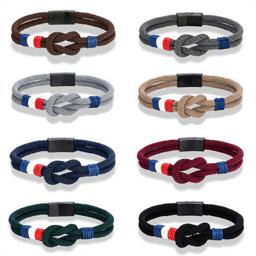 Charm Bracelets French Flag Bracelet Mens and Womens Fashion Milan Rope Flag Hand Rope H25220