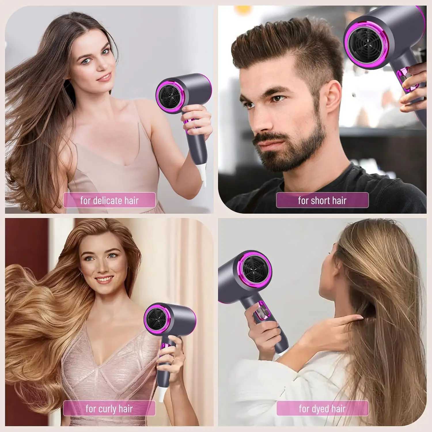 2000W Hair Dryer Salon Hair Dryer with Hot and Cold Buttons Ionic Hair Dryer with Diffuser and Styling Nozzle W250220