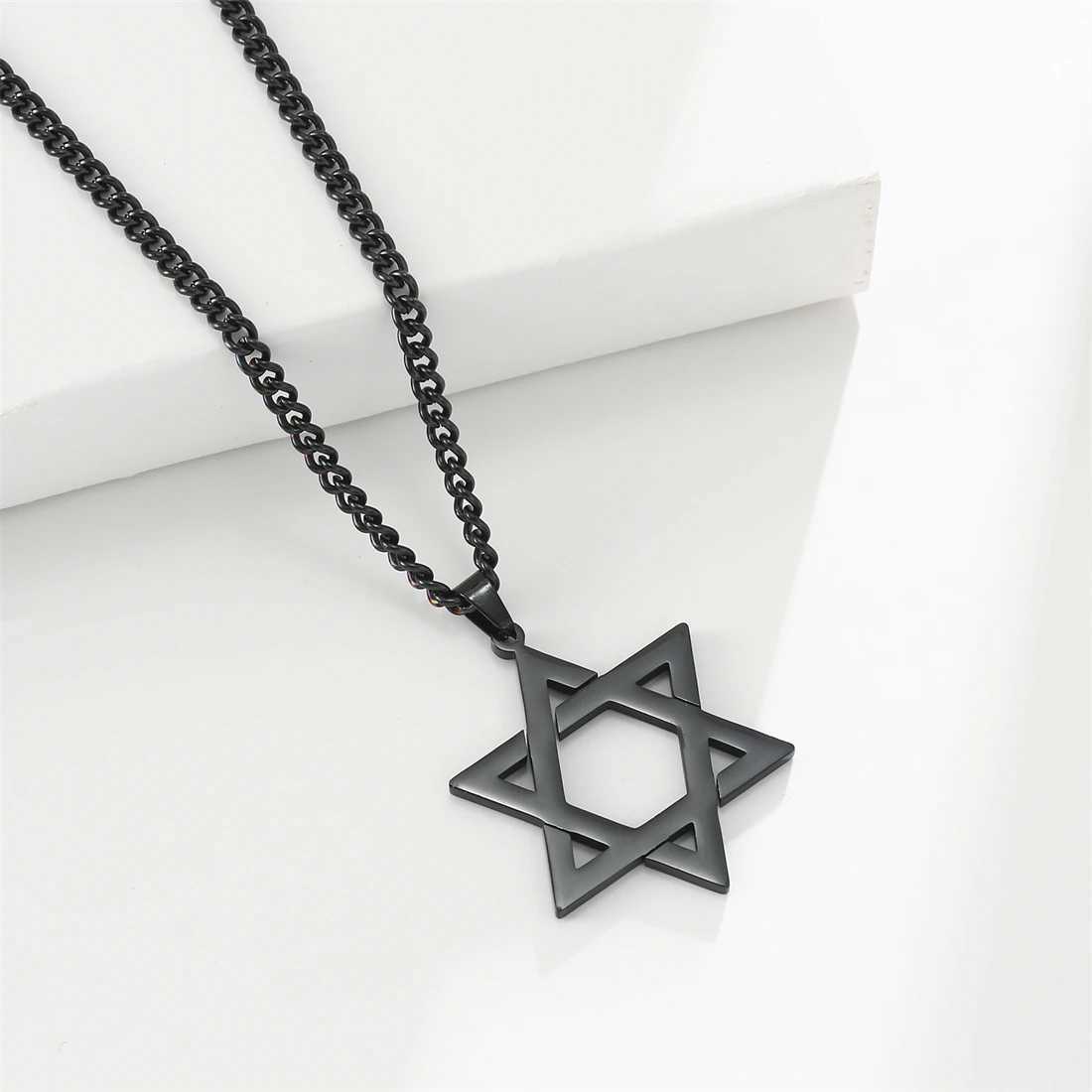 EUEAVAN Star of David Pendant Necklace Women Men Stainl Steel Gold Silver Black Color Classic Six-pointed Star Je JewelryXJ250219
