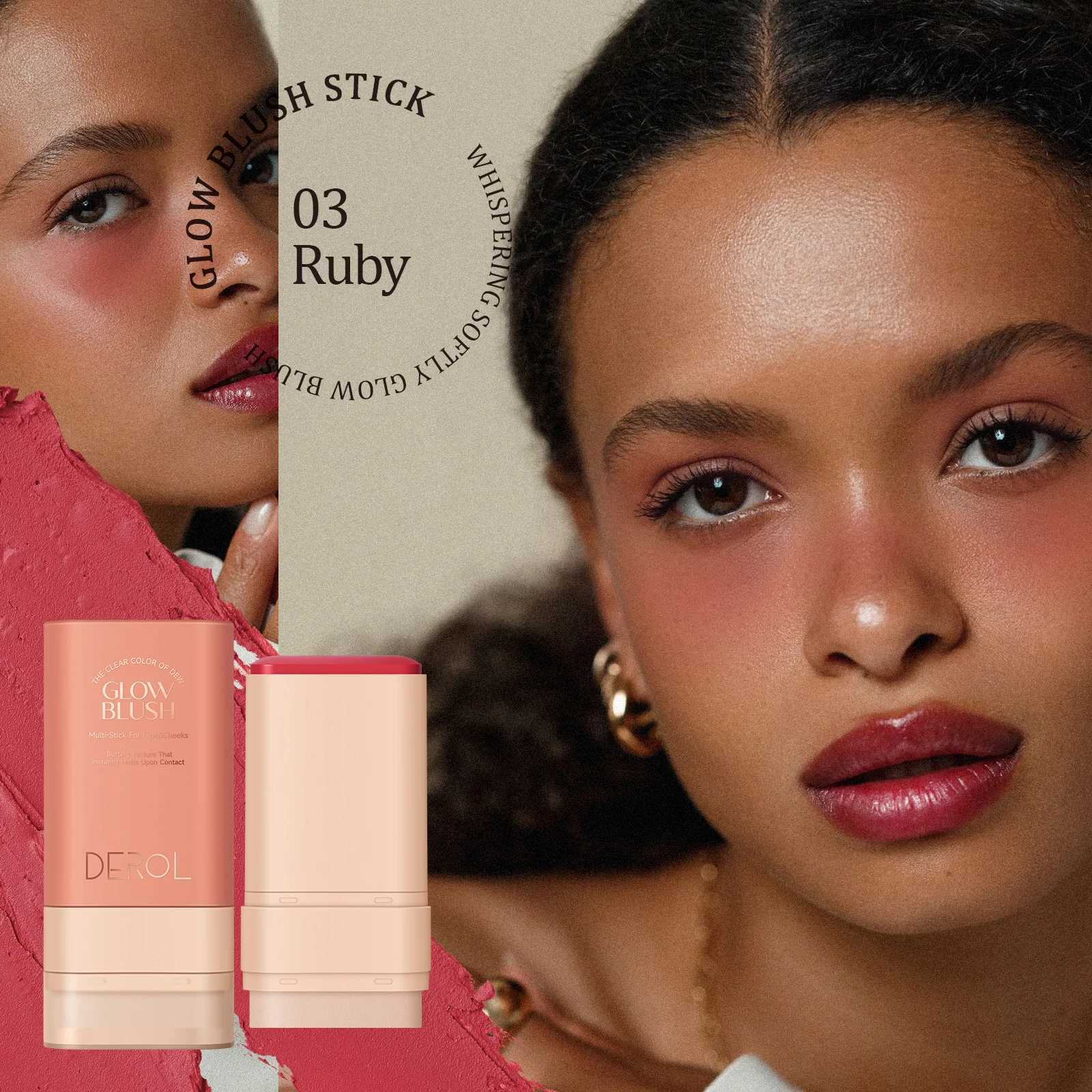DEROL matte velvet long-lasting sweat resistant B stick 30g natural nude contour shiny composite solid red B makeupW250220