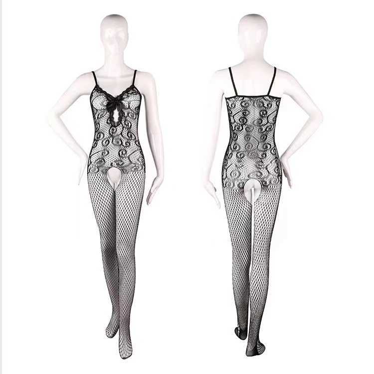 Sexy womens underwear elastic fishnet leggings open crotch hollow tight fitting clothes W250220