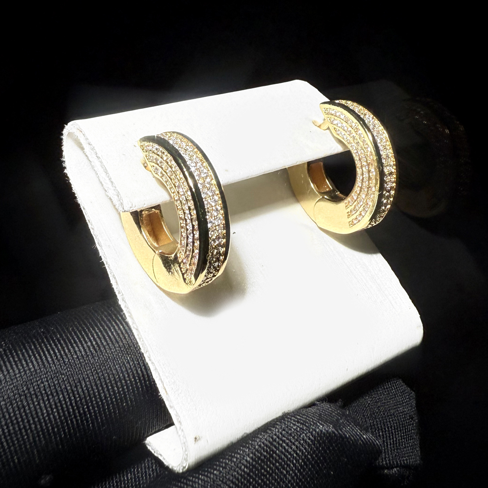 Fashion Gold Color Bling Cz Circle Hoop Earrings for Women Micro Pave Inlaid Cubic Zirconia Party Jewelry