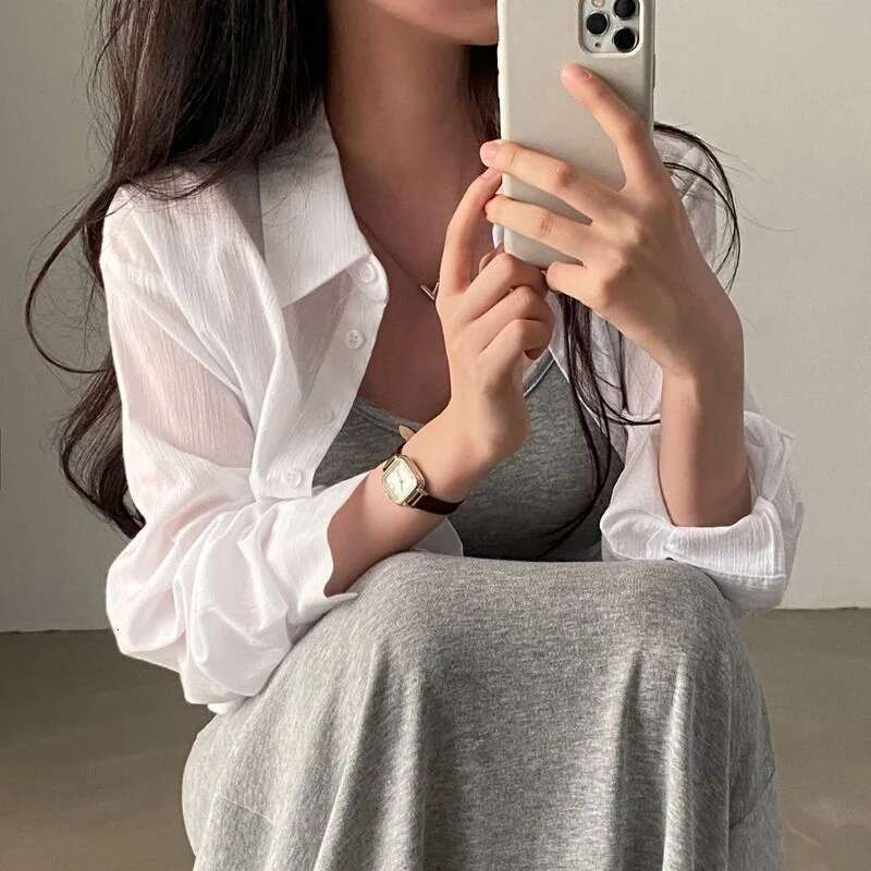 2024 Summer Sunscreen Shirt Women Sexy Backless Chiffon Sun Protection Cardigan Tops Woman Solid Color Loose Casual Blouse Mujer
