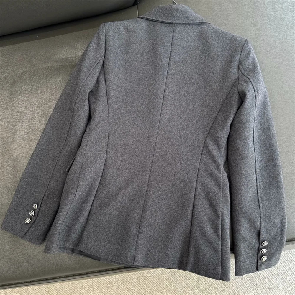 UNIZERA womens suit jacket with lapel long sleeved double breasted buttons and pockets winter style 250213