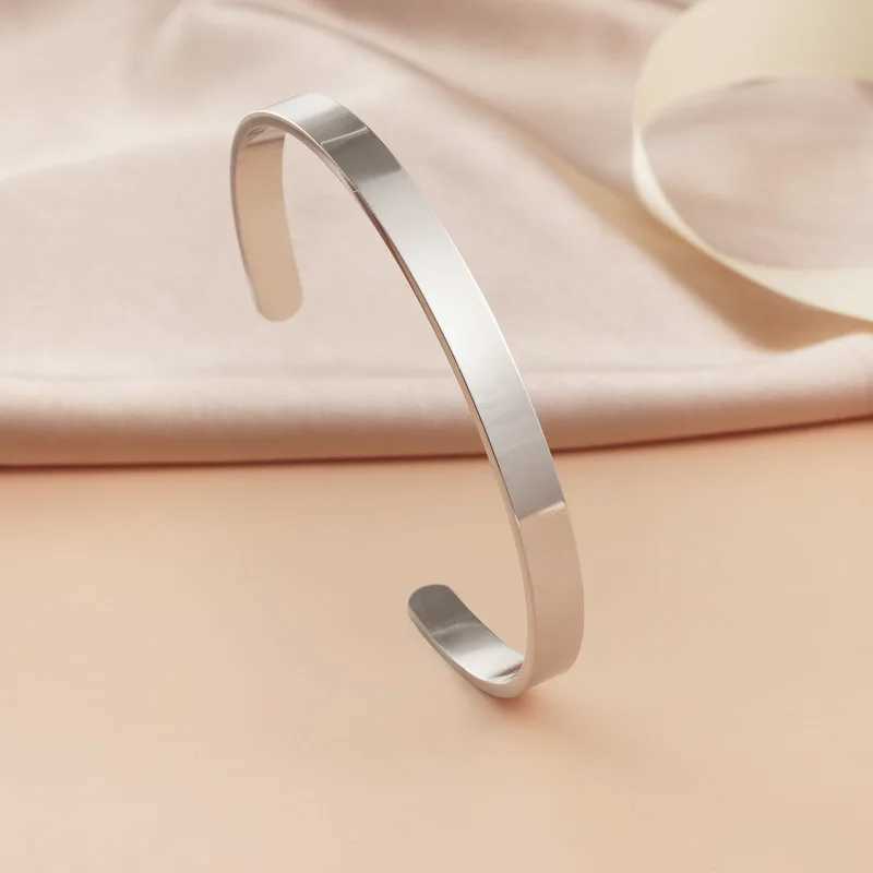 Simple C- shed Bracelet Personalized Fashion Mens Stainl Steel Smooth Open BraceletXJ250219