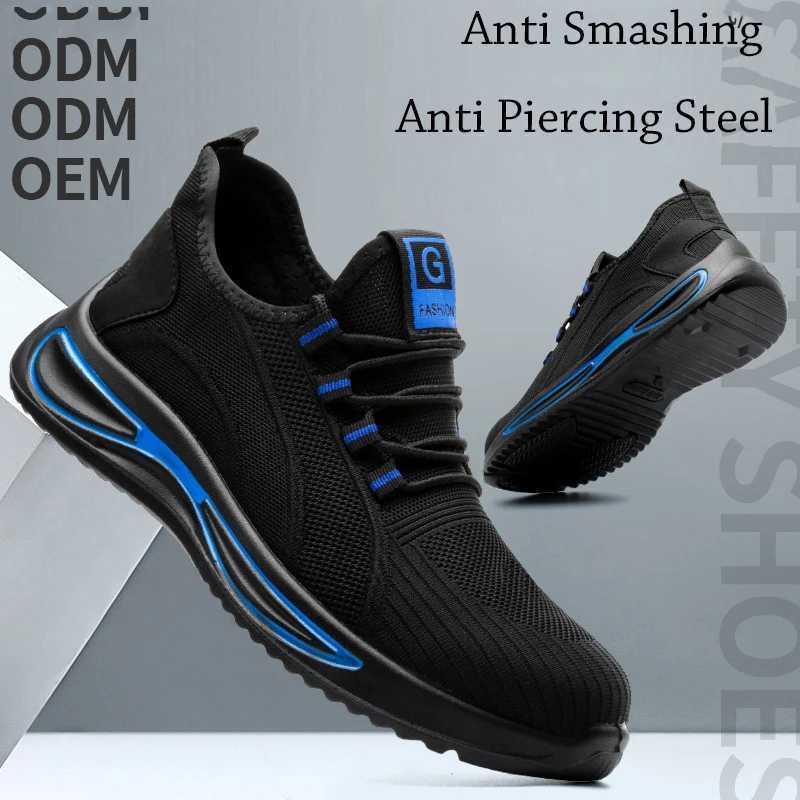 Outdoor Work Sneakers for Men Safety Protective Shoes Working Safe Industrial Puncture-Proof Anti-smash Steel Toe Shoes Z250225