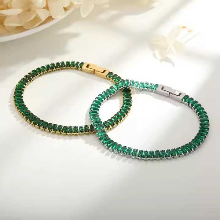 Charm Bracelets Internet celebrity crystal color diamond zircon bracelet single row full diamond fashionable tennis chain colorful bracelet H25220