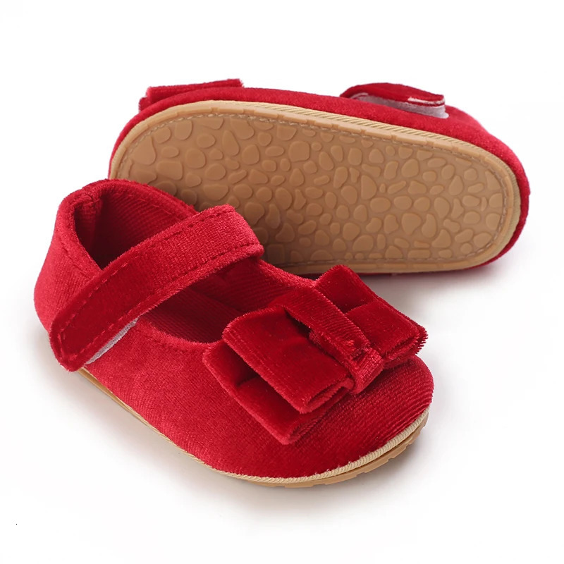 Fashionable Bow Girl Shoes born Plush Comfortable Soft Rubber Sole Anti slip Walking Shoes 0-1 Years Old 250219
