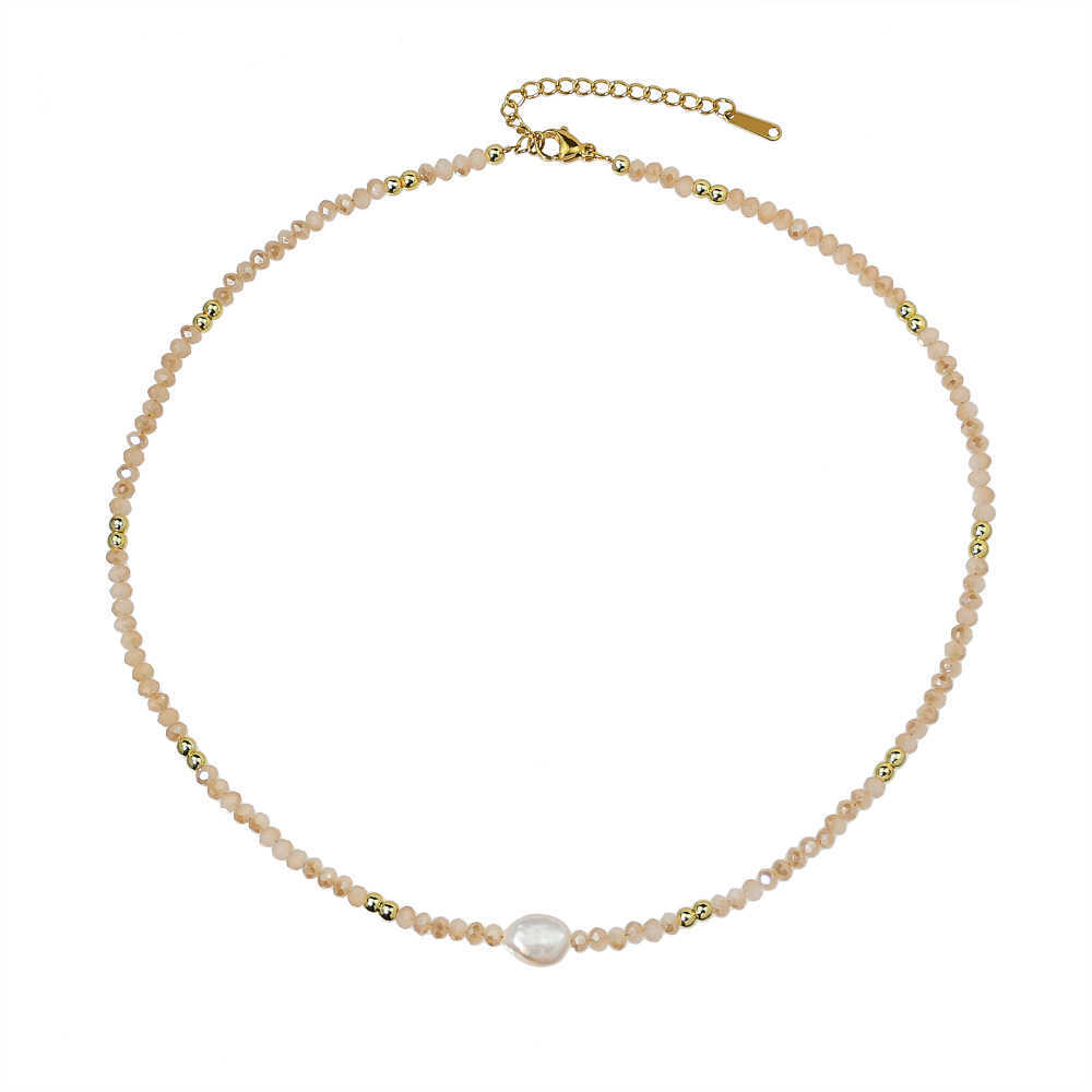 Pendant Necklaces Ins style Baroque natural pearl collarbone chain beige crystal bead necklace womens versatile and colorfast necklace H25219