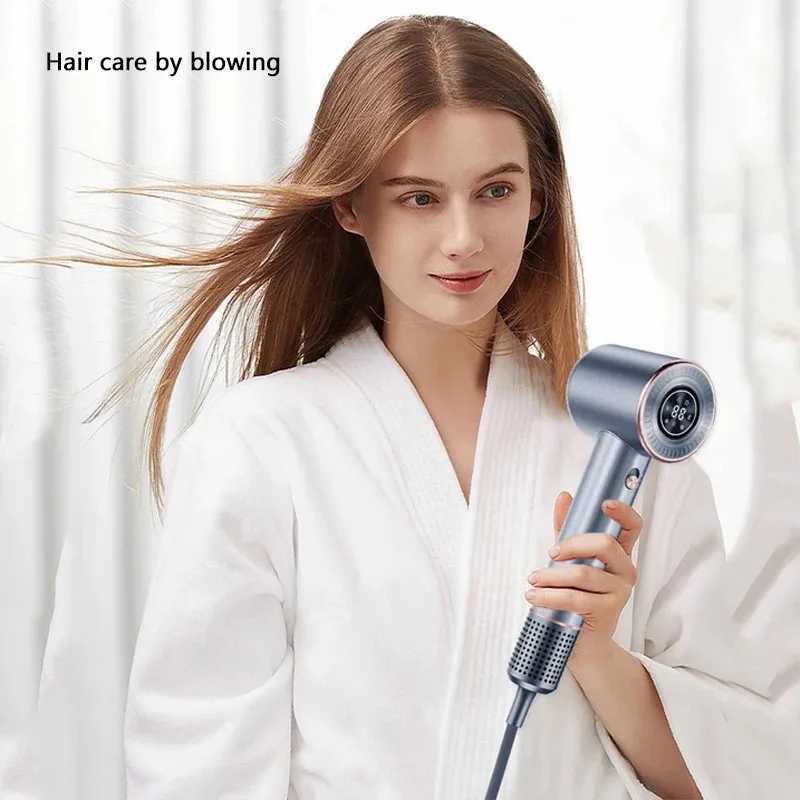 New LED Display High Speed Hair Dryer 600W High Power Negative Ions Styling Tools Blow Dryer with Nozzle Hair 220V 0V W250220