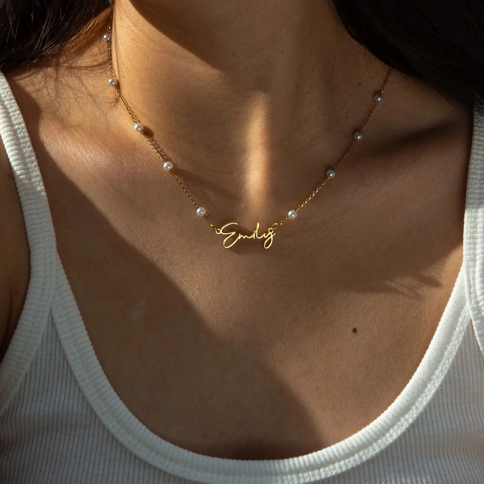 Custom Name Necklace Beaded Chain for Men Women Pendant Stianless Steel Personalized Lip Bead Snake Chrismas Jewelry Gift 250214